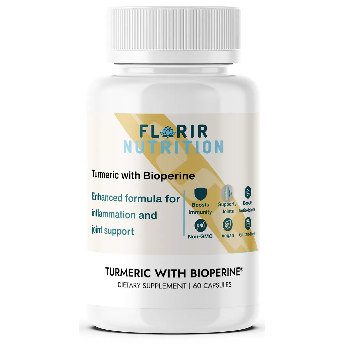Premium Turmeric + BioPerine (Black Pepper Fruit Extract) Supplement (60 Capsules)
