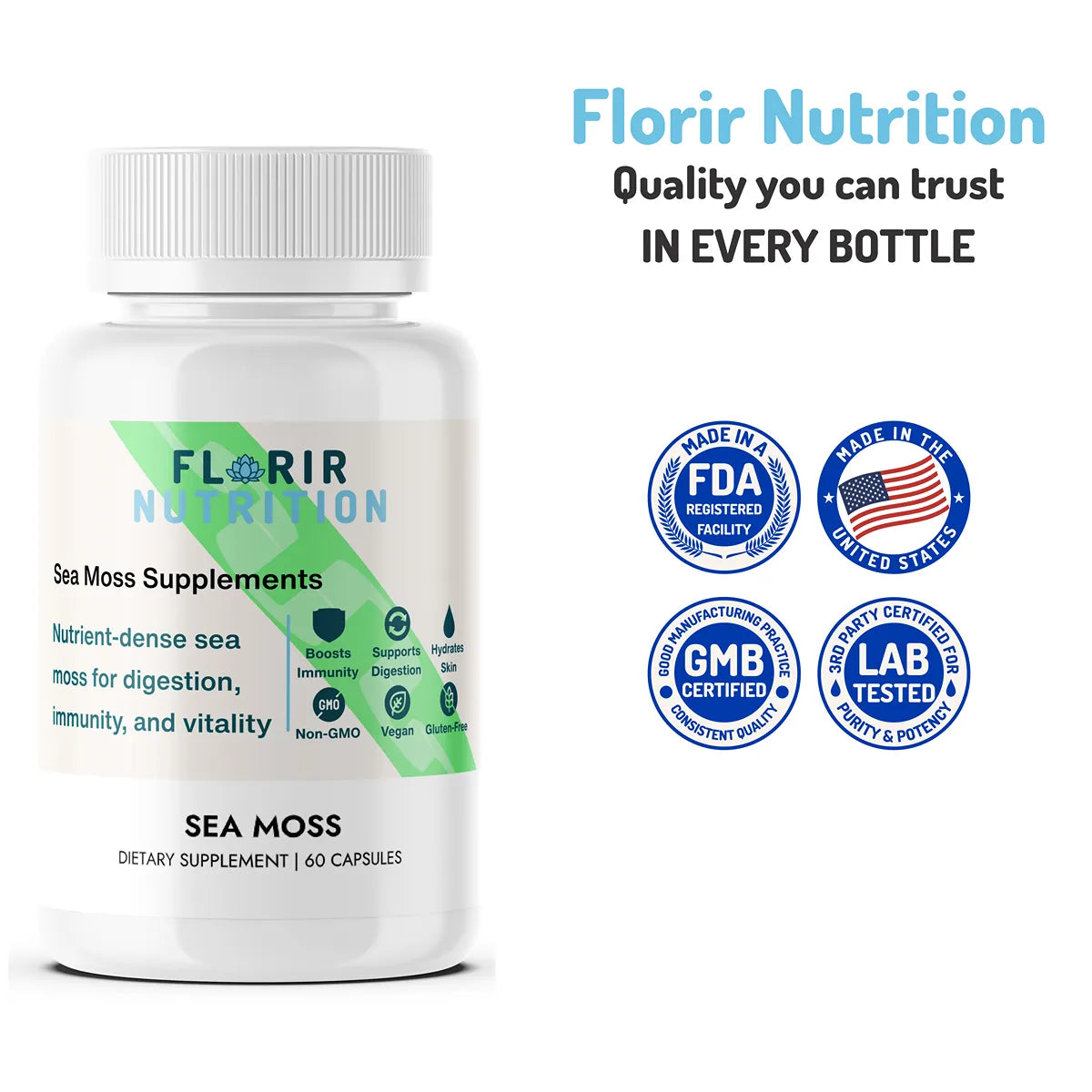 Premium Organic Sea Moss Supplement. (60 Capsules)