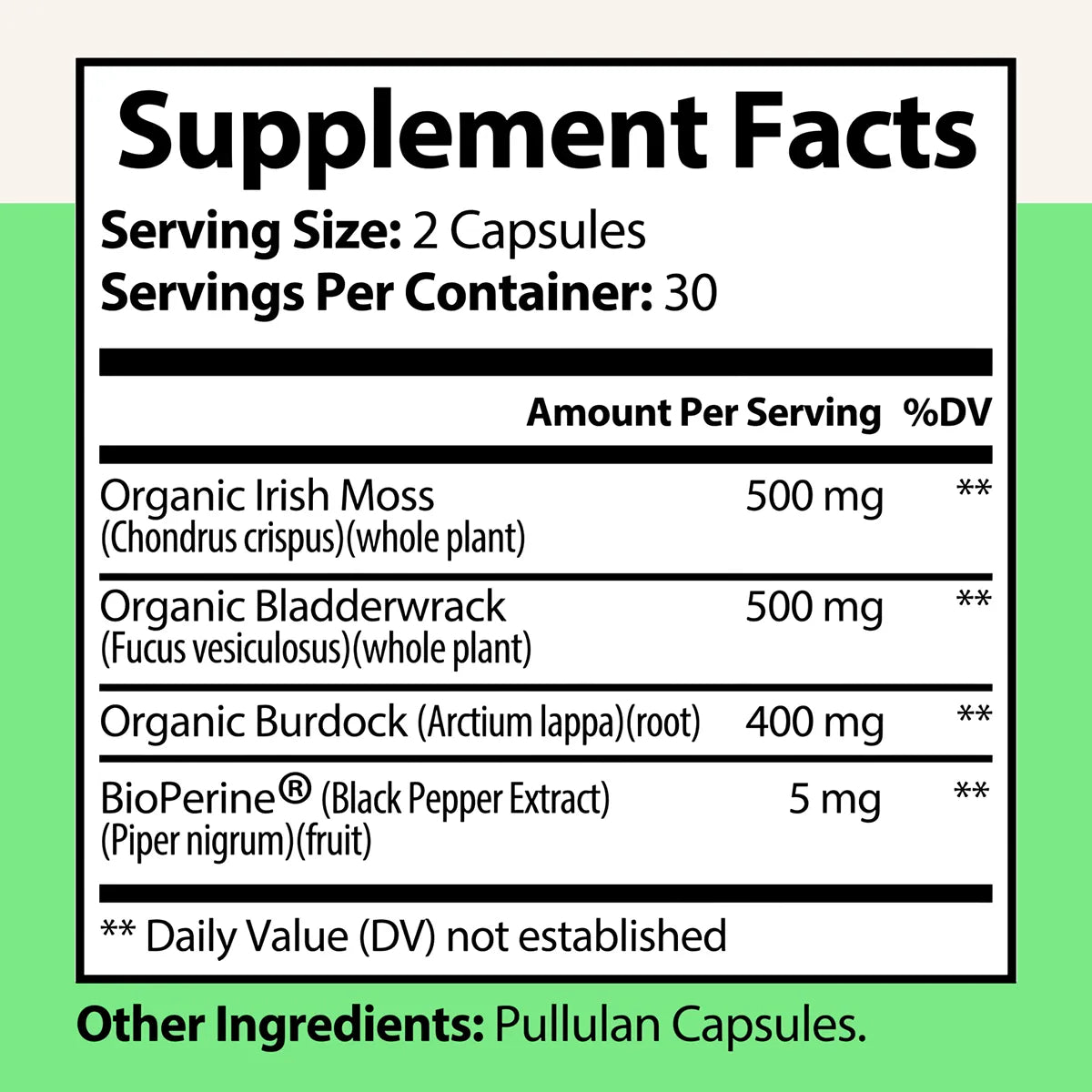 Premium Organic Sea Moss Supplement. (60 Capsules)