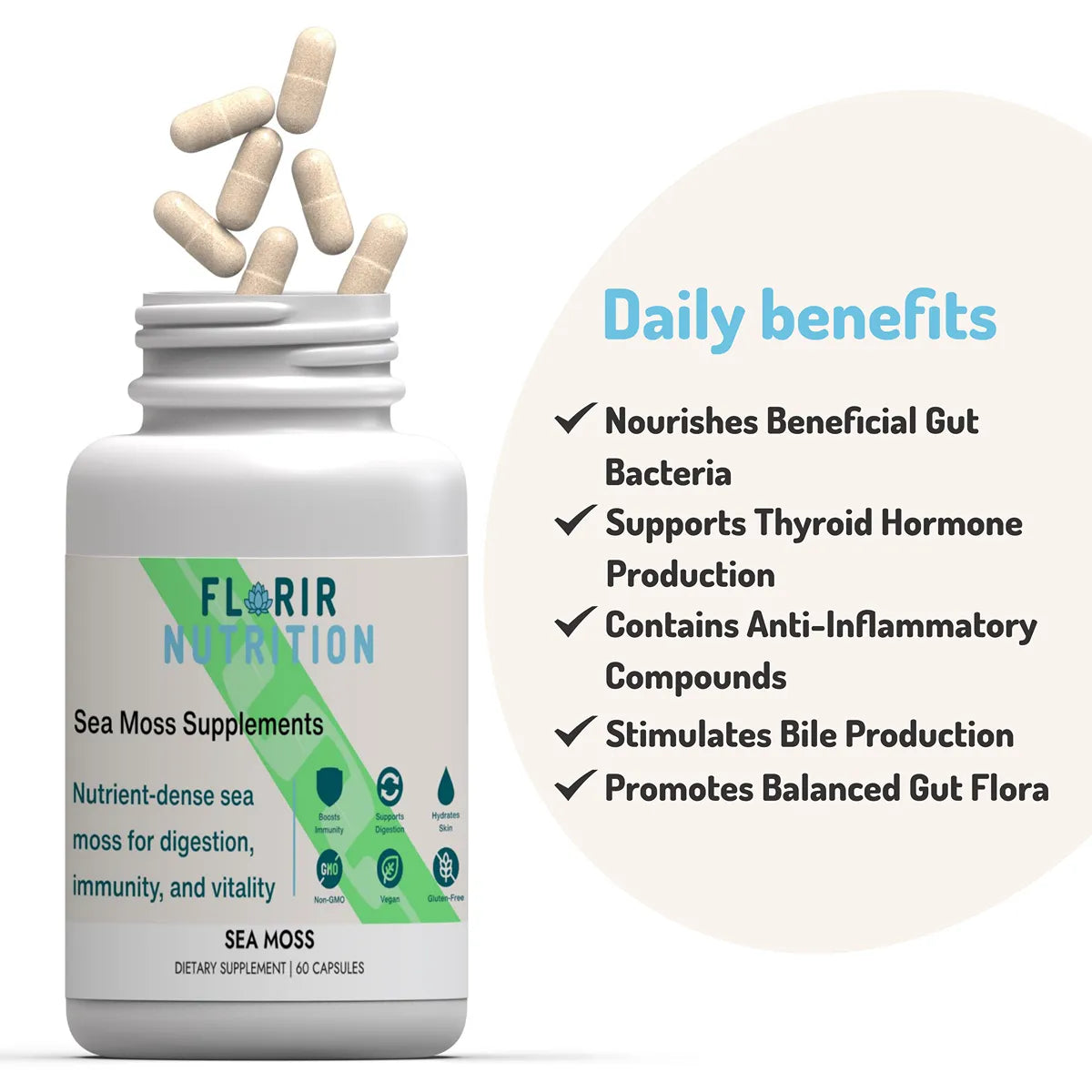 Premium Organic Sea Moss Supplement. (60 Capsules)